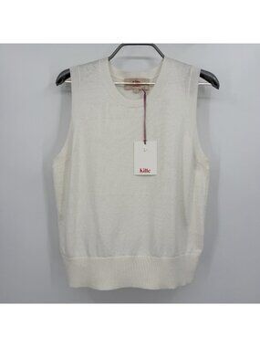 Kilte Collection Carrie Cashmere Sleeveless Sweater Shirt In Ivory Size 2/M